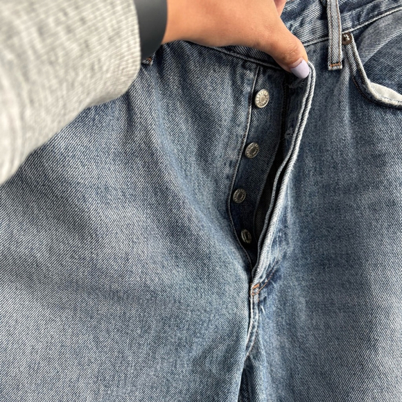 AGOLDE Riley High Rise Straight Cropped Distressed Denim Sz 31 - Picture 5 of 11